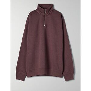 Tna WARM-UP Quarter-zip mock-neck sweater - Dark Cocoa
